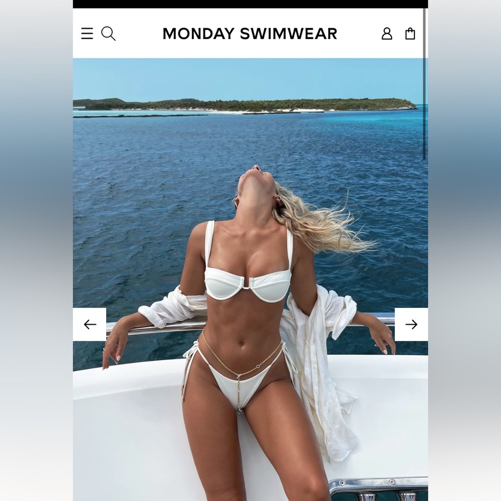 Monday swimwear set ( Cala roja top ivory- size M Palma bottom ivory- size M